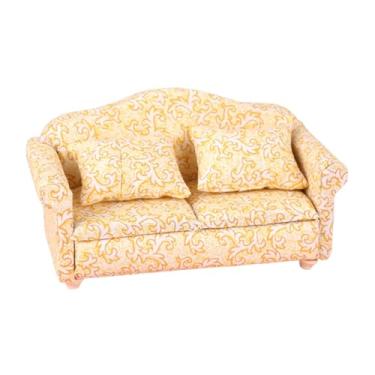 Imagem de Yunhgft 1/12 Mini Sofá Infantil Presente Colecionável Exibição Artesanato Moderno Casa de Bonecas Decoração em Miniatura, Sofá de Casal
