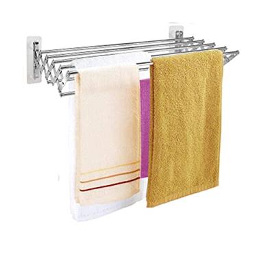 Imagem de AKALNNB O escorredor de roupa Airer montado na parede é ótimo para quarto, banheiro, casa, dobrável, uso interno e externo, economiza espaço, fácil armazenamento, retrátil e moderno ambiente alto