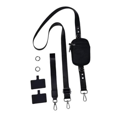 Imagem de predolo Cordão de metal para celular com clipes para a maioria dos smartphones, alça transversal para celular com carteira para viagens ao ar livre, Preto