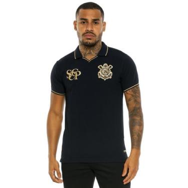 Imagem de Camisa Polo Corinthians Ouro Masculina - FMF, Preto, XG
