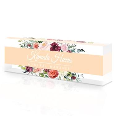 Imagem de placa de identificação acrílica personalizada, Placa de nome personalizada para mesa, Decoração de mesa, presente de escritório para colegas, chefes, professores