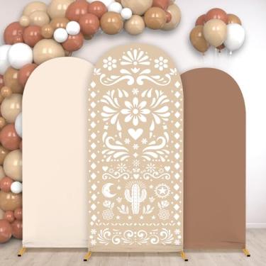 Imagem de Conjunto de 3 conjuntos de capas de fundo de arco com tema mexicano, capas de fundo Talavera, arqueado, elástico, conjunto de banners para casamento, aniversário, chá de bebê, decoração de festa