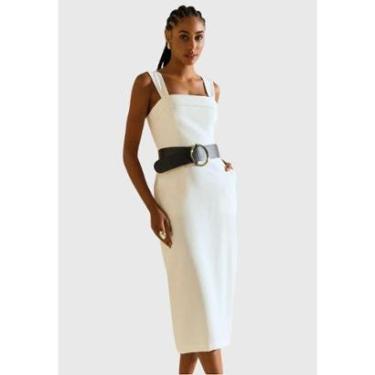 Imagem de Vestido Ajustado Decote Reto Com Alça Midi Morena Rosa-Feminino