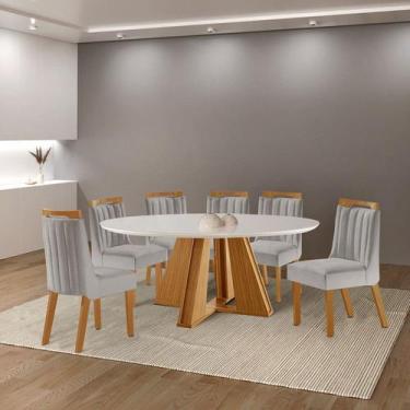 Imagem de Sala de Jantar Redonda com 6 Cadeiras 1,35m Madri LJ Móveis