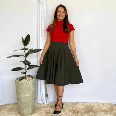 Imagem de Saia Gode Midi Rodada Social Moda Evangélica Congresso - vivi rangel, 