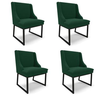 Imagem de Cadeira Sala de Jantar Industrial Preto kit 4 Liz Bouclê Verde D03 - D'Rossi