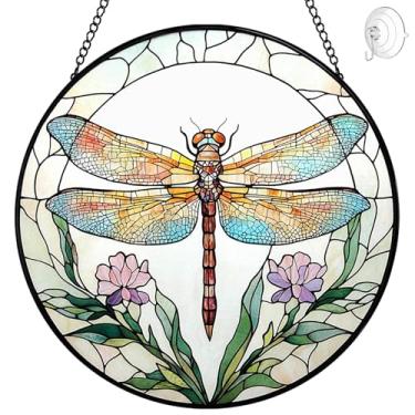 Imagem de Libélula com apanhador de sol para pendurar em vitrais de 20 cm para janelas - apanhadores de sol para janelas - apanhadores de sol para janelas internas com ganchos e corrente - presentes de