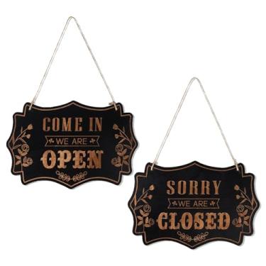 Imagem de Placa Aberto Fechado, 30x20cm Come In We Are Open Sorry We Are Closed Placa Pendurada de Madeira com Corda para Negócio Loja Varejo Restaurante Uso Interno/Externo