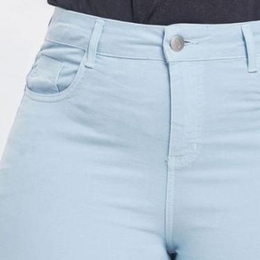 Imagem de Bermuda Ciclista Jeans Feminina Sarja Moda Casual Tendência-Feminino