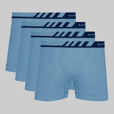 Imagem de Kit 4 Cuecas Lupo Boxer Microfibra Sem Costura 00671, Azul claro, XG