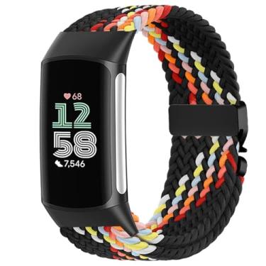 Imagem de Issinlky Pulseira trançada de nylon compatível com Fitbit Charge 6/5, pulseira elástica para Fitbit Charge 5/6 feminino e masculino