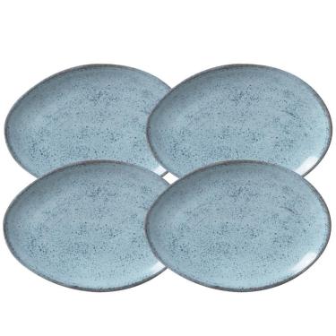 Imagem de Jogo De Pratos Raso 31Cm 4 Peças Oval Orgânico Breeze Azul