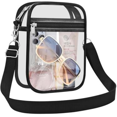 Imagem de Bolsa transparente para eventos de estádio pequena bolsa transparente bolsa transversal para homens e mulheres eventos esportivos festivais, Preto, Medium