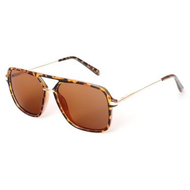 Imagem de Óculos de sol quadrados retrô para mulheres e homens, lentes polarizadas, aviador moderno, óculos de sol anos 90, Carapaça de tartaruga