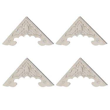 Imagem de Protetor de canto vintage prateado com moldura triangular, protetor de canto para mesa, joias, móveis, pacote com 4