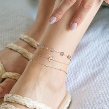 Imagem de Tornozeleira de ouro para mulheres banhado a ouro 14 K com corrente de pé