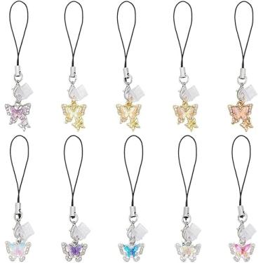 Imagem de 10 plugues antipoeira plugues antipoeira 8,2 ~ 9 cm/3,2 ~ 8,9 cm longos plugues antipoeira plugues de porta USB C protetores com liga strass, pingentes de borboleta, acessórios para a maioria dos