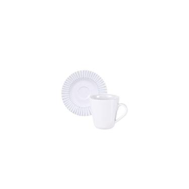 Imagem de Conjunto Xícara E Pires De Café Tramontina Monocroma Em Porcelana Decorada 70 Ml 2 Peças