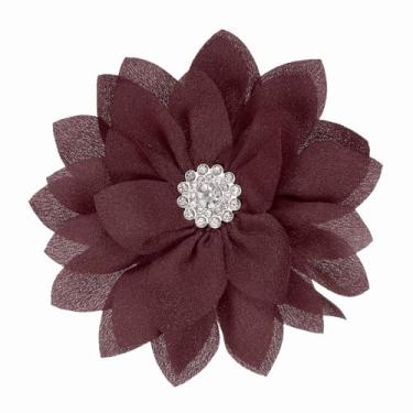 Imagem de Generic Broche de flor elegante para mulheres, broche de lapela de cristal floral de flor de tecido para festa de casamento presente terno roupas chapéu vestido casaco acessórios, One Size, Metal, Sem