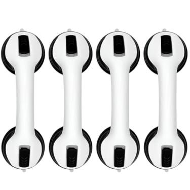 Imagem de Kit 4 Barra De Apoio Com Ventosa Suporte Sanitário Portátil Idosos Deficientes 29x10Cm Banheiro Preto