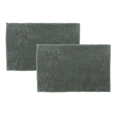 Imagem de Kit 2 Tapetes Banheiro Bolinha Antiderrapante Cinza 58x38cm
