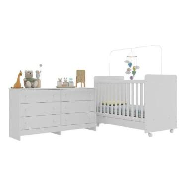 Imagem de Berço 3 Em 1 Para Colchão 130x70cm Com Rodízios E Cômoda Chantilly Mul