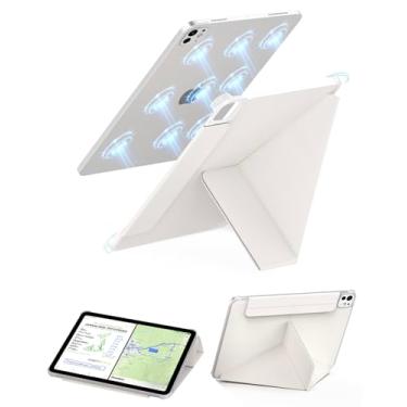 Imagem de Feams Capa Y Fold para iPad Pro de 11 polegadas M5/M4 2025/2024, suporte em forma de Y, iPad Pro de 11 polegadas, M5/M4 2025/2024, capa traseira com fecho magnético e hibernação automática, branco