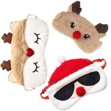 Imagem de Máscaras de dormir, desenho animado de Natal, rena, Papai Noel, boneco