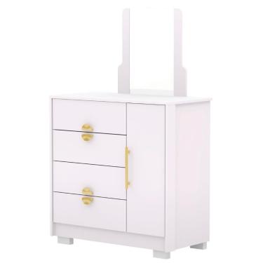 Imagem de Cômoda Para Quarto 93cm Com Espelho Ilha Bela Flex Branco - Vila Rica