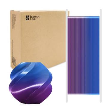 Imagem de Bamboo Lab Filamento de impressora 3D multicolorida PLA Silk 1,75 mm para Bambu Lab X1/X1C/P1P/P1S/AMS, seda brilhante multicolorida PLA 1 kg impressão fácil e ecológica com RFI (não recomendado para