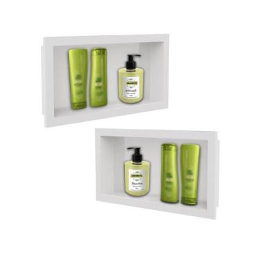 Imagem de Kit 2 Nicho de Parede Plástico 30x60 Cm Branco - SMART PRODUCT, BRANCO