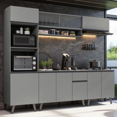 Imagem de Armário De Cozinha Completa 260cm Cinza Nice 01 Cinza