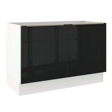 Imagem de Balcão de Pia Madesa Lux 120cm 2 Portas Branco Preto