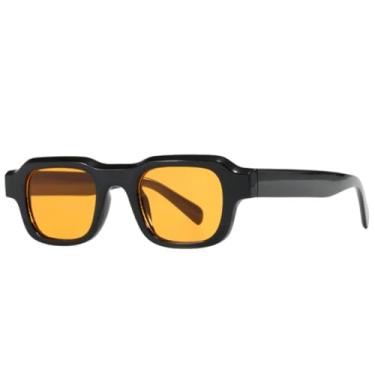 Imagem de Óculos de sol quadrados pequenos clássicos, femininos, masculinos, retrô, luxuosos, para dirigir, moda festa, UV400 (preto, laranja)