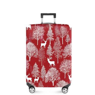 Imagem de FOREVER QUEEN Capa protetora elástica para bagagem de Natal serve para acessórios de viagem de 50 a 86 cm, Cervo - árvore de Natal - vermelho, S(fits 20-22inch suitcase), Mármore