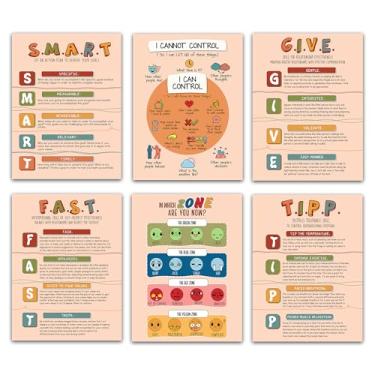 Imagem de LOLUIS Terapia de Saúde Mental Material Educacional Arte Sem Moldura Conjunto de 6 Arte de Parede Sala de Aula Decoração de Escritório