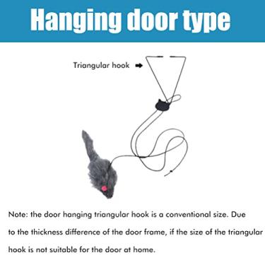 Imagem de Pssopp Brinquedo Automático de Gato Com Corda Elástica Ajustável para Gatos que Brincam Sozinhos Com Mouses Pendurados - Ótimo para Entretenimento e Exercício - Pelúcia Cinza 1 Brinquedo de (Esquilo)