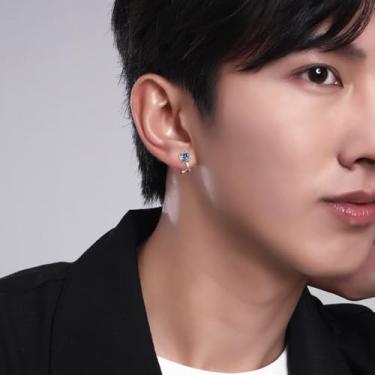 Imagem de Brincos femininos com clipe de íris, hipoalergênicos, não perfurados, sem dor, Medium, Cobre, Cria safira