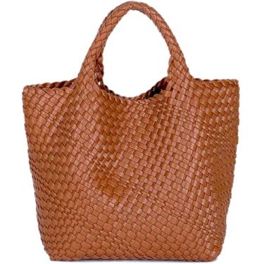 Imagem de JINMANXUE Bolsa de compras de tecido fashion bolsas de viagem e bolsas femininas bolsa de ombro de grande capacidade, Marrom, Large