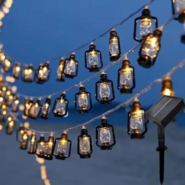 Imagem de Varal de Lamparina Solar Ou a Pilha Pendurada Vintage à Prova D'áGua para Decoração e Festa, à Prova D'áGua e DuráVel(2M 10 Led a Pilha (1 Conjunto))