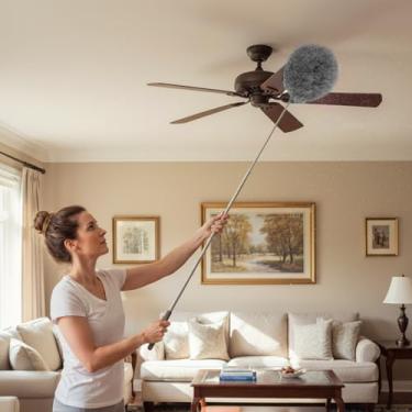 Imagem de Espanadores para limpeza com haste de extensão - espanador extensível de alto alcance, espanadores de microfibra laváveis para canto de tetos domésticos