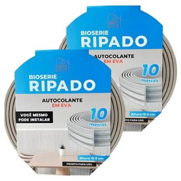 Imagem de KIT 2 Painel Ripado Eva 3d Autocolante Carvalho 10cm X 10m  Painel - M