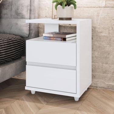 Imagem de Mesa De Apoio E Cabeceira 2 Gavetas Chanfradas - Campeche - Branco