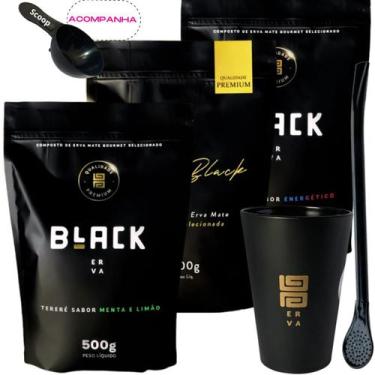 Imagem de Kit Black Erva Mate Tereré 3 Pacotes 500g cada + Copo Caldereta acríli