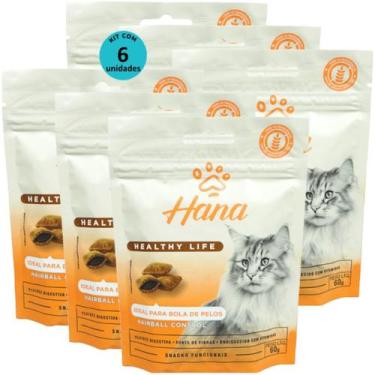 Imagem de kit 6 Snacks Hana Healthy Life Hairball Control Para Gatos Adultos 60g