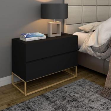 Imagem de Mesa De Cabeceira Criado Eros 60cm Para Cama Casal Pé Dourado - Casa D