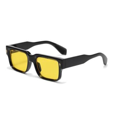Imagem de VFDHN Óculos de sol retrô feminino com listras de leopardo, óculos de sol com lentes UV400, rebites da moda, masculino, transparente, degradê (preto e amarelo)