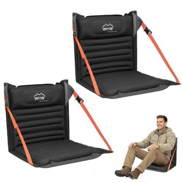 Imagem de ONTYZZ Assentos de estádio extragrandes com suporte para as costas inflável portátil dobrável confortável almofada à prova d'água com encosto para eventos esportivos, estádio e acampamento, pacote com