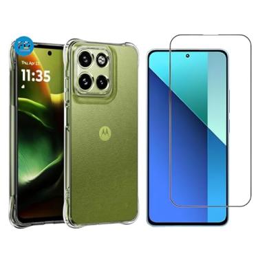 Imagem de Kit Capa Capinha Anti-Impacto Premium Transparente + Película de Cerâmica 9D para Motorola Moto G75.