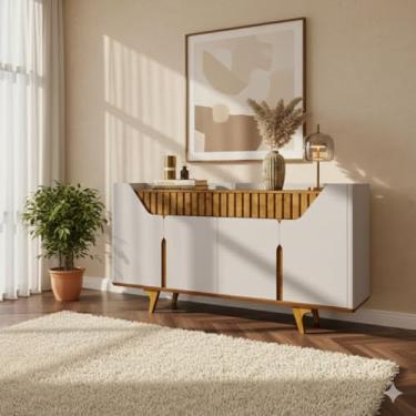 Imagem de Aparador buffet Danúbio 4 Portas 2 Gavetas e Pés de Madeira (Off/Naturalle)